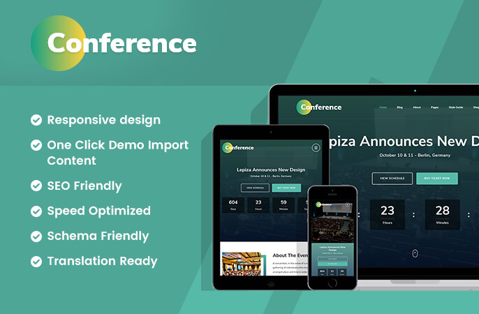 sales banner of the Conference WordPress Theme