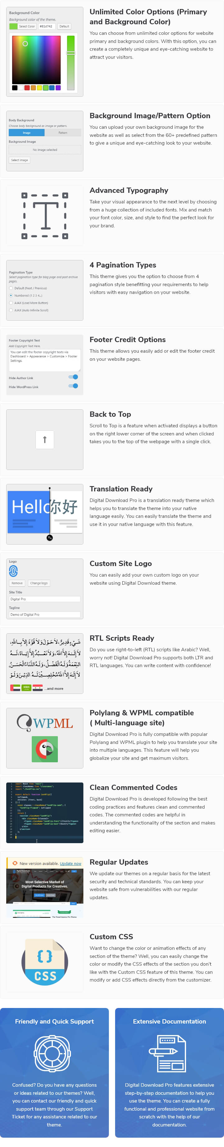 features of Digital Download WordPress Theme