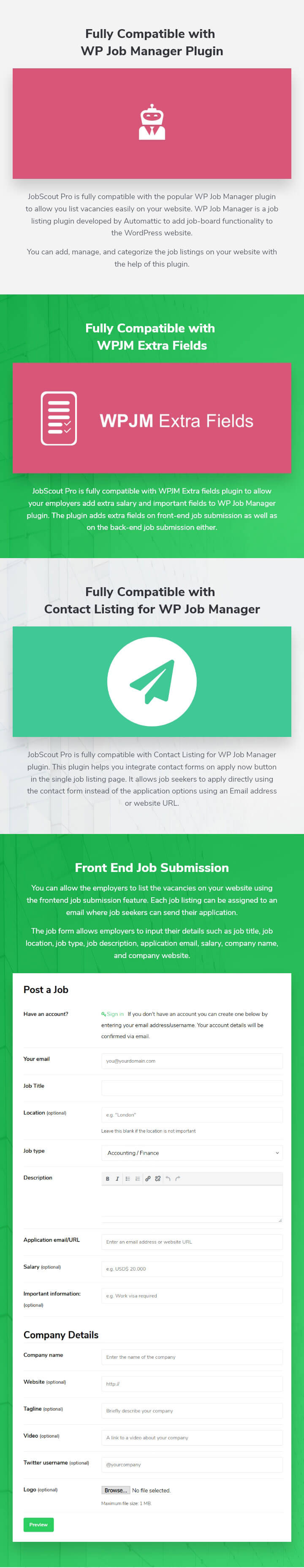 features of JobScout WordPress Theme