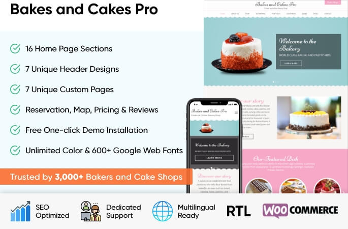 sales banner of Bakes and Cakes Pro WordPress Theme