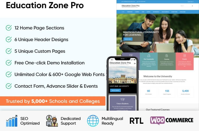 sales banner of Education Zone Pro WordPress Theme