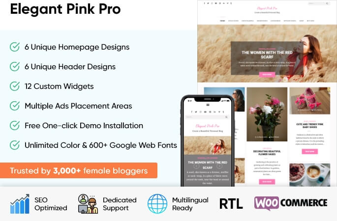 sales banner of Elegant Pink Pro WordPress Theme