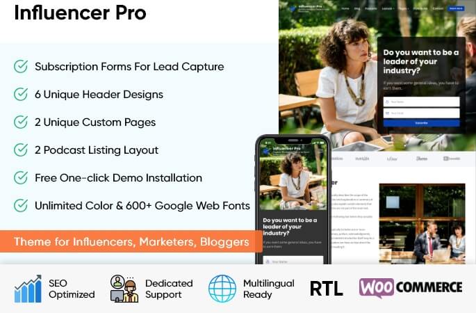 sales banner of Influencer Pro WordPress Theme