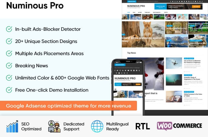 sales banner of Numinous Pro WordPress Theme