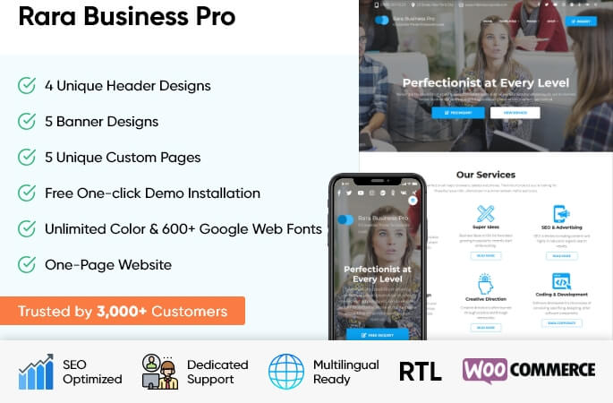sales banner of Rara Business Pro WordPress Theme