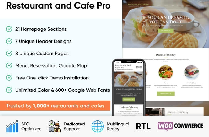 sales banner of Restaurant and Cafe Pro WordPress Theme
