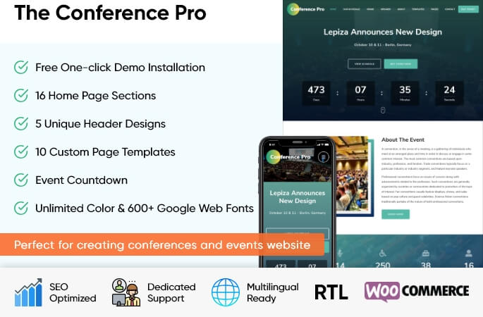 sales banner of the Conference Pro WordPress Theme