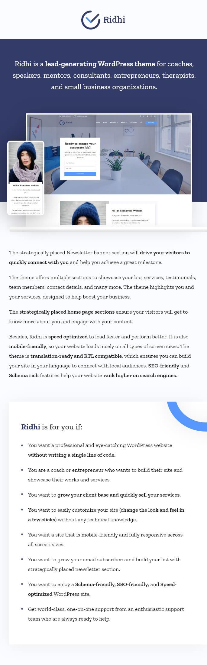 Features of Ridhi Pro WordPress