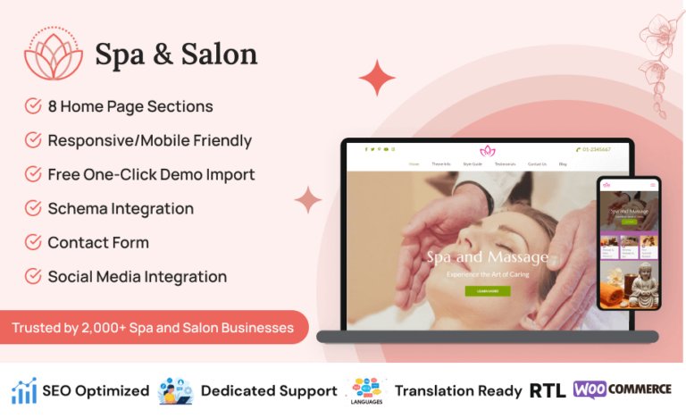 Spa and Salon: Free WordPress Theme for Beauty and Hair Salon